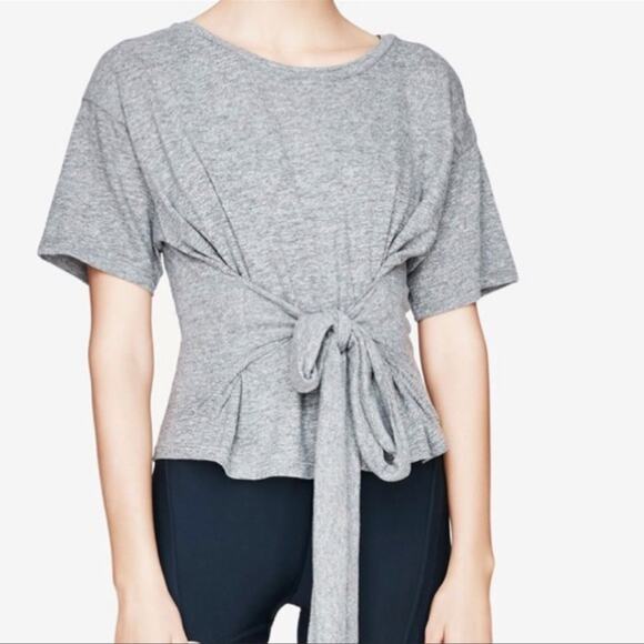 Jonathan Simkhai x Carbon38 Short Sleeve Tie Waist T-shirt Size S in Gray - Picture 5 of 11